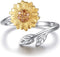 Sunflower Cremation Ring for Ashes, 925 Sterling Silver Adjustable Jewelry, You Are My Sunshine Daisy Memorial Keepsake