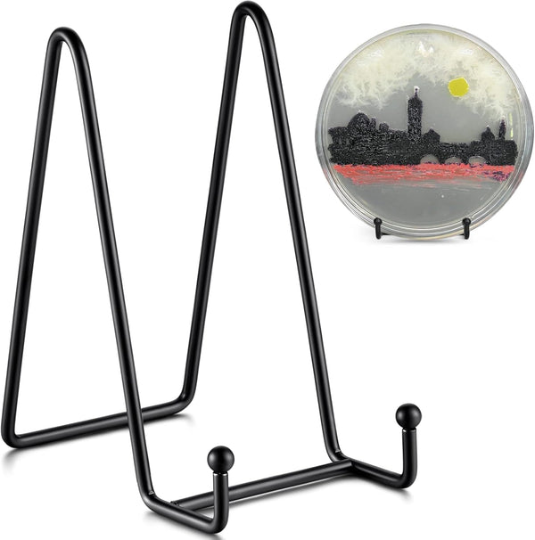 TR-LIFE 4 Pack 6 Inch Plate Stands for Display, Black Metal Frame Holder for Picture, Book, Photo