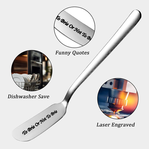 To Brie or Not to Brie Funny Butter Knife, Personalized Engraved Peanut Butter Spreader Cheese Knives, Novelty