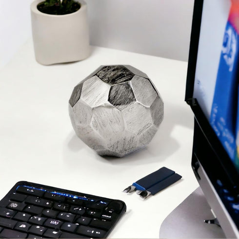 Modern Day Accents 3618 Silver Facetado Sphere, Decorative Balls, Home Office Room Decor, 4" D Centerpiece