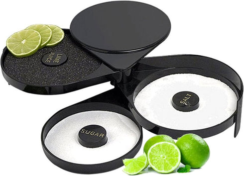 3 Tier Bar Glass Rimmer, Margarita Cocktail Salt and Sugar Rimmer, Bartender Tool (BLACK)