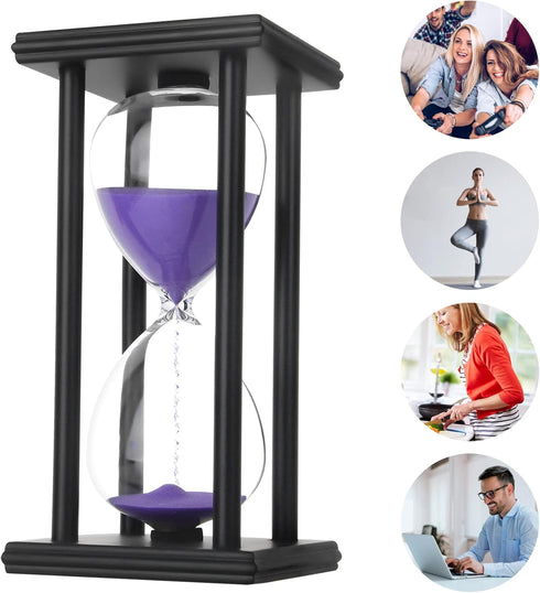 30/45/60 (30 Hourglass Sand Timer,Black Wooden Minute Sandglass Timer for Home,Desktop,Classroom Kitchen Restaurant