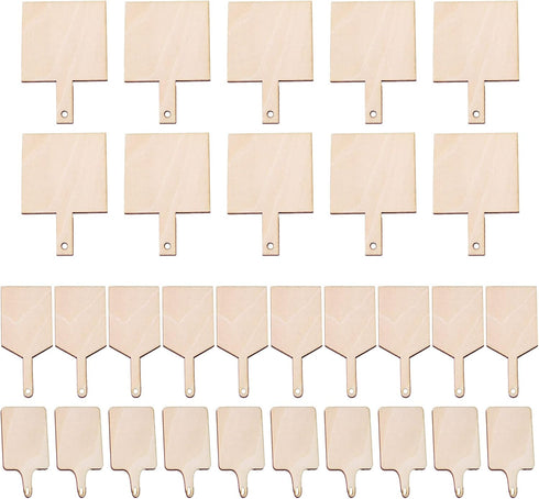 30 Pcs Mini Wooden Cutting Board with Handle, Unfinished Wood Blank Paddle Chopping Board for Kitchen DIY Decor