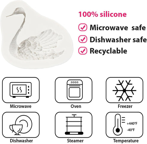 Swan Silicone Fondant Molds for Chocolate, Cupcake Topper, Cake Decoration, Candy Polymer Clay