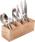 WuGeShop Wood Cutlery Caddy, Kitchen Utensil Organizer with 4 Compartments for Flatware Storage