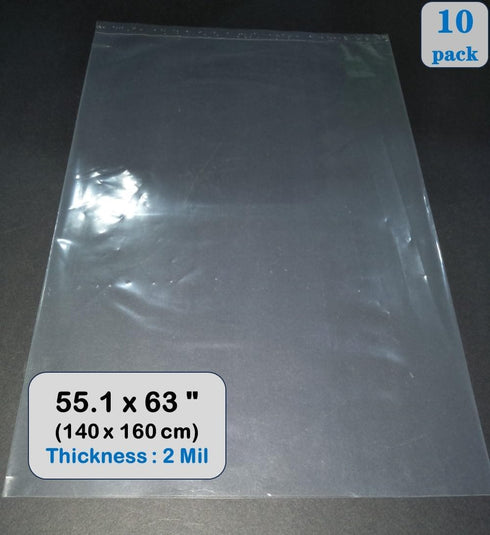 Extra Large Plastic Storage Bags 55x63 inches Clear Appliance Storage Bags Perfect for Moistureproof, Dustproof, Luggage, Suitcase, Home Appliances, Comforter and more (2 Mil 5 Pack) by QMFGKLTR