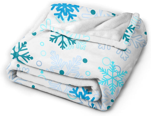 Perinsto 80"X60" Christmas Winter Snowflakes Throw Blanket Ultra Soft Warm All Season Decorative Fleece Blankets