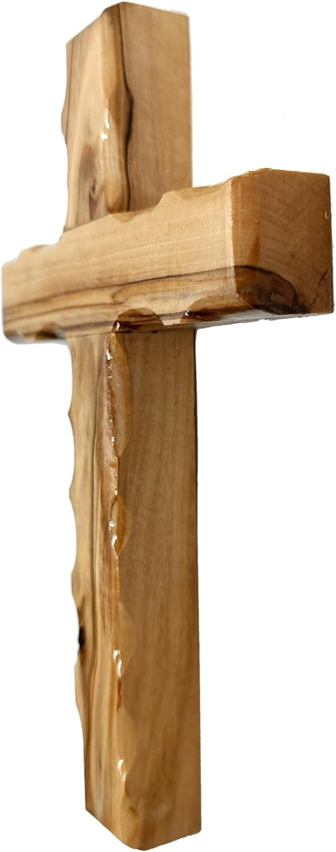 Zuluf 6.2" Olive Wood Plain Wall Cross | Handmade Christian Wooden Cross from Jerusalem | Wall Decor Gift