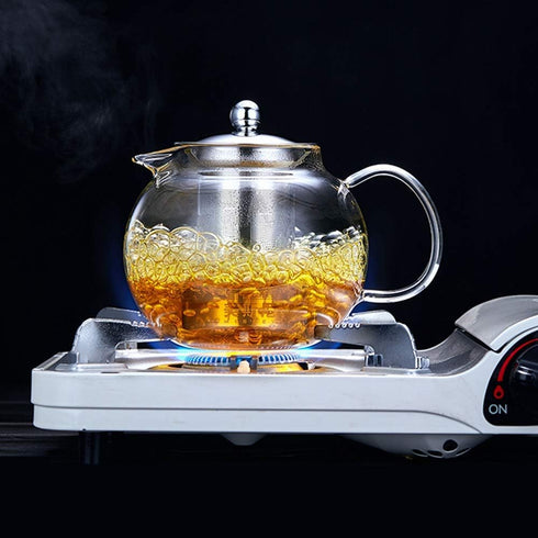 Hofu Small Clear High Borosilicate Glass Tea Pot with Removable 304 Stainless Steel Infuser, 660 ml