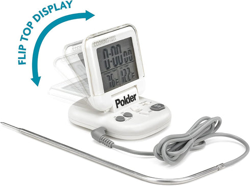 Polder Digital In-Oven Thermometer/Timer, White