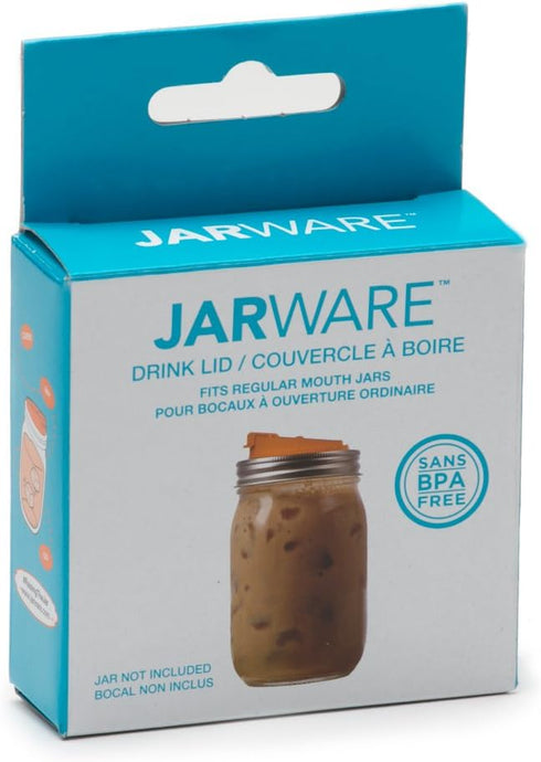 Jarware Drink Orange Lid for Regular-Mouth Mason Jars