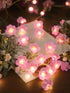 8 10ft 30 Cherry Blossom Flower String Lights for Bedroom, Pink Fairy Lights Battery Operated with Remote & Modes