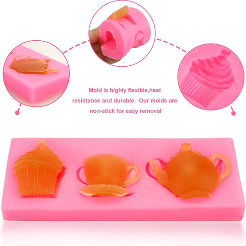 Meiyouju 2 Pack Food Grade Silicone Molds for Candy, Cake Decoration, Chocolate, Jewelry Making, Teapot, Polymer Clay