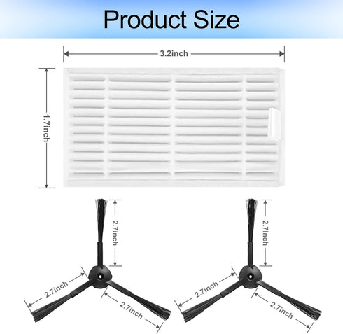 ilovelife Replacement Filter & Brush Accessories for ILIFE V3s, V3s pro, V5s, V5s pro Robot Vacuum Cleaner, 10 Filters
