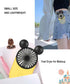 Cute Personal Mini Fan, USB Rechargeable Handheld Fan with LED Light, 3 Speed Adjustable for Travel