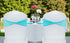 Pack 10 VDS of PCS | Aqua Blue| Spandex Chair Sashes Bows Without Buckle | Stretch Elastic Banquet Universal Folding