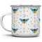 Celestial Bee Pattern Enamel Camping Coffee Mug, Honeycomb Moon Stars Gift Cup for Friends and Coworkers