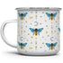 Celestial Bee Pattern Enamel Camping Coffee Mug, Honeycomb Moon Stars Gift Cup for Friends and Coworkers