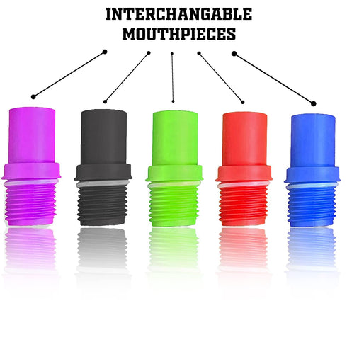 Beer Bong Tube and Funnel - with Valve, Optional Single or Double Header Y-Attachment, 5 Interchangeable Mouthpieces