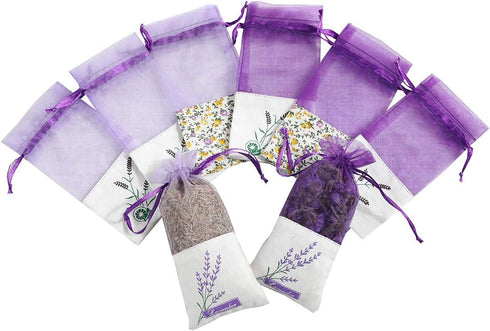 Sachet Empty Bags - Linen Fabric Organza Gauze Bags for Lavender, Spice, and Herbs (24pcs Purple Drawstring Bags)
