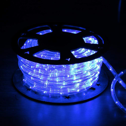 50ft 360 110V DINGFU LED Waterproof Rope Lights, Connectable Indoor Outdoor Blue Rope Lights for Outside, Deck, Patio