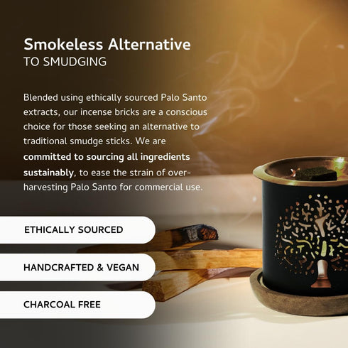 Aromafume Palo Santo Incense Bricks, 2 Trays x 9 Pieces Each with Snowflake Diffuser for Spirituality