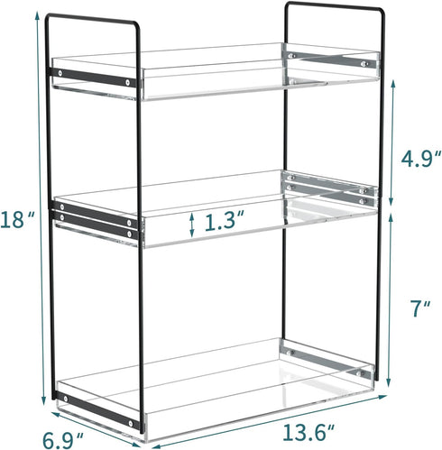 NPPLUS Bathroom Countertop Organizer, 3 Tier Metal Vanity Shelf, Matte Black Under Sink with Acrylic Tray for Makeup