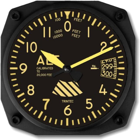 Trintec Vintage Altimeter Altitude Wall Clock, 6.5 Square, 9060V