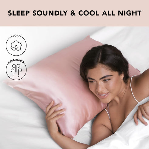 Kitsch Satin Pillowcase with Zipper for Hair & Skin, Queen Size, Blush, Machine Washable, Cooling, Wrinkle-Free