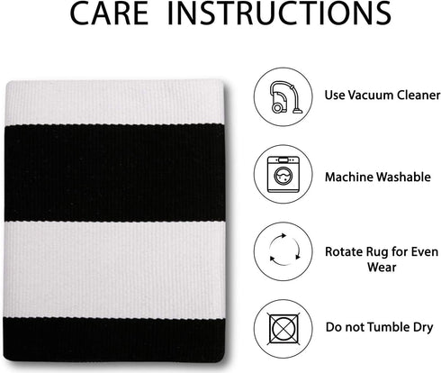 IOHOUZE 2x4.3 Black White Striped Rug, Washable Front Door Mat for Outdoor and Indoor Decor