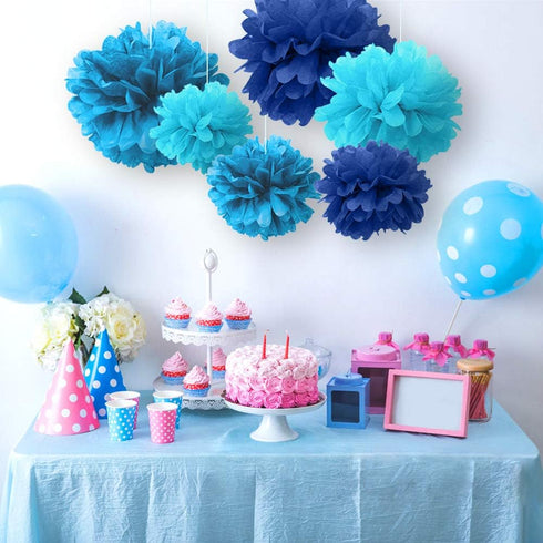Binpeng Paper Pom Poms Hanging Paper Flower Ball Decorations for Party Birthday Celebrations (Black 6PCS)