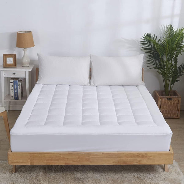 Sacred Thread Quilted Fitted Mattress Pad | Cooling Mattress Topper with 18 Inch Deep Pockets
