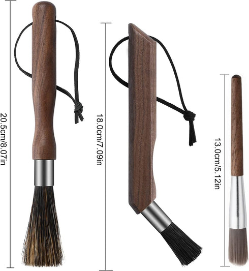 3PCS Professional Coffee Brush, Coffee Grinder Brush Set, Natural Boar Bristles Black Walnut Handle Espresso Machine Cleaning Tool, Coffee Cleaner Brushes Coffee Tool for Barista Home Kitchen by Bavane