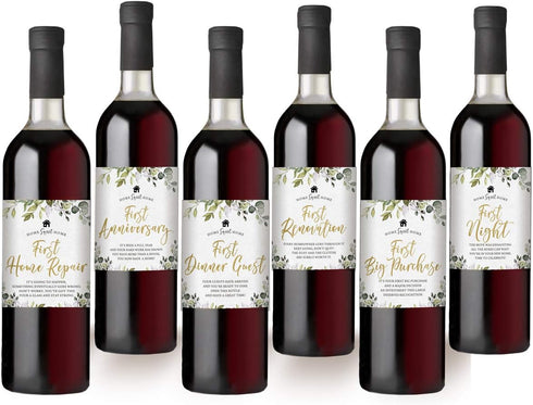 Printed Party New Home Milestones Wine Bottle Labels, Housewarming Gift Idea