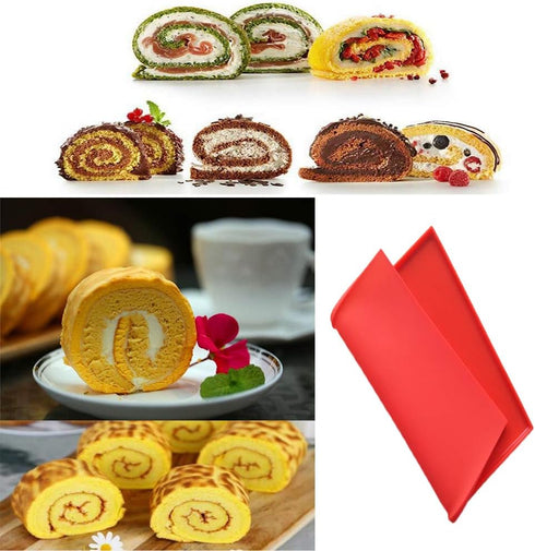 YUANAIYI Swiss Roll Cake Mat, Flexible Nonstick Silicone Sheet Baking Tray for Pastry, Pizza, Cookies (Set of 2)