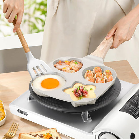 4 Cups Egg Pans, Omelette Pan Nonstick, Easy Clean Crepe Pan Egg Mold for Breakfast Sandwiches, 9*1.77*9in, XY20008