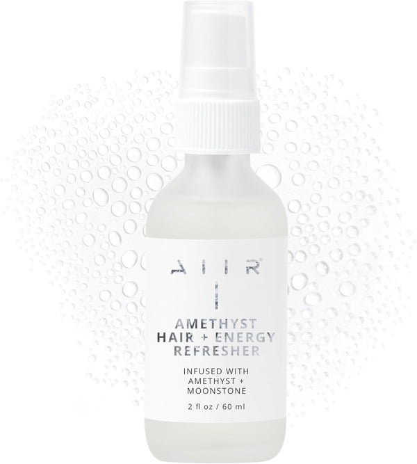 AIIR Amethyst Hair + Energy Refresher - 2 Fl Oz Crystal Infused Room and Hair Mist with Rose Water