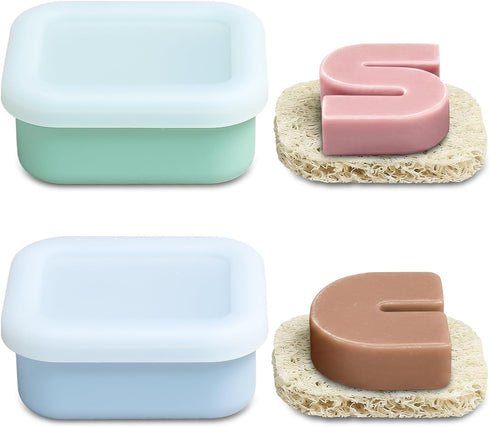 OTHIX 2 Pack Leakproof Silicone Travel Soap Case, Small Bar Soap Holder