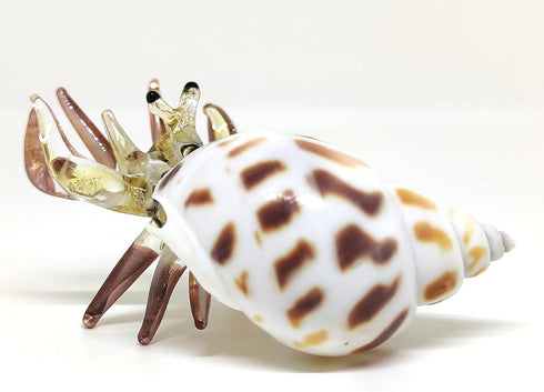 Seashell Hermit Crab Miniature Figurines Beach Animals Hand Blown Glass Art Collectible Gift Decorate - Spotted Babylon