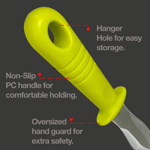 DRAGONFRUITEE Oyster Shucking Knife, Commercial Grade Clam Tool with Ergonomic Grip, Yellow/Silver (1 Count)