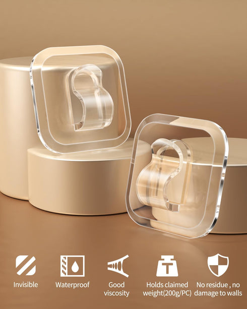 ispneay 50 Mini Light Hooks with Adhesive Strips: Indoor Clear Small String Light Clips Damage Free - Plastic Wall Hook
