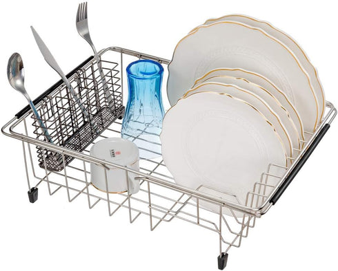 SANNO Stainless Steel Utensil Drying Rack, Silverware Holder for Dish Rack, Hanging Cutlery Organizer