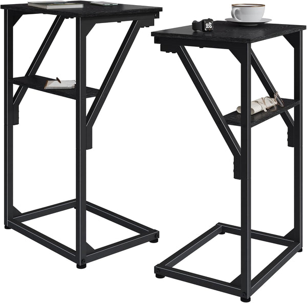 NEFROM C-Shaped End Tables, Sofa TV Trays Set of 2, Small Couch Side