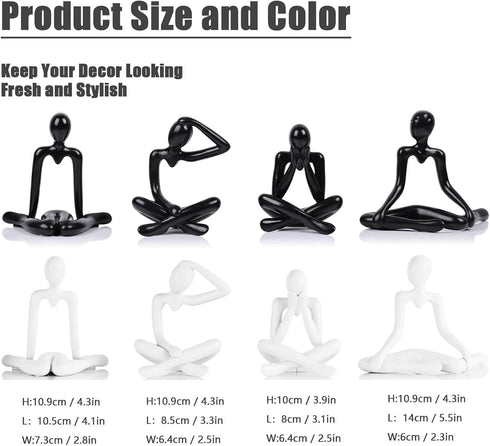 XMGZQ Black Thinker Figurines,Abstract Bookshelf Figures,Knick Knacks Home Decor,Plastic Thinker Statue Kit,Black