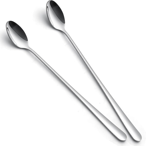 IQCWOOD Ice Tea Spoons, 9-Inch Long Handle Spoons, Stirring Spoon for Ice