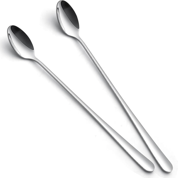 IQCWOOD Ice Tea Spoons, 9-Inch Long Handle Spoons, Stirring Spoon for Ice