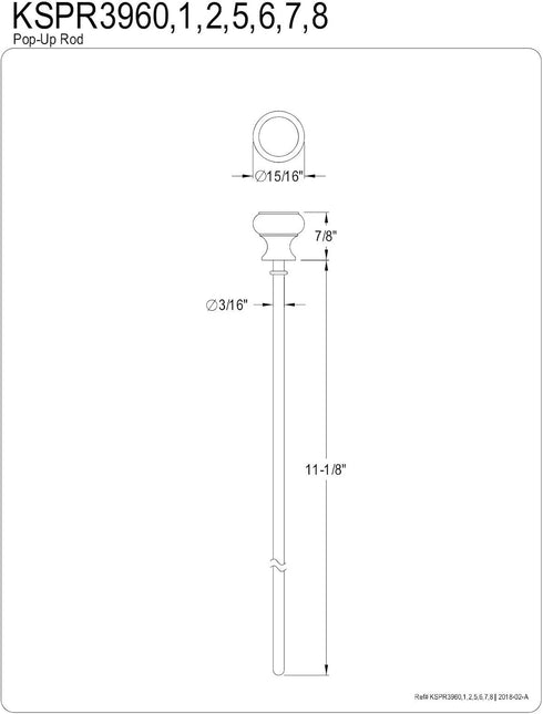 Kingston Brass KSPR3962 Pop-Up Rod for KS3962, 11-11/16-Inch, Polished Brass