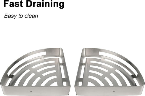 2 Pack, 304 2 NearMoon Bathroom Shower Caddy No Drill Stainless Steel Shower Organizer with Hooks (Corner Shelf