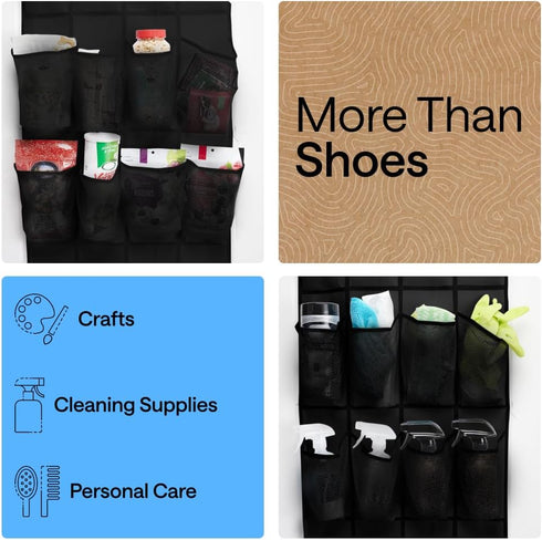 24 4 Closet Closets GORILLA GRIP Over the Door Shoe Organizer, Extra Large Breathable Mesh Pockets, Space Saving