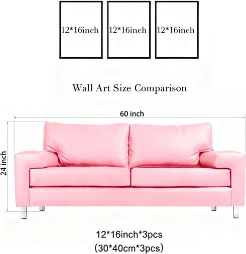3 12x16in MTFBWY Piece Pink Wildflower Canvas Wall Art, Vintage Floral Botanical Prints, Sage Green Flower Pictures